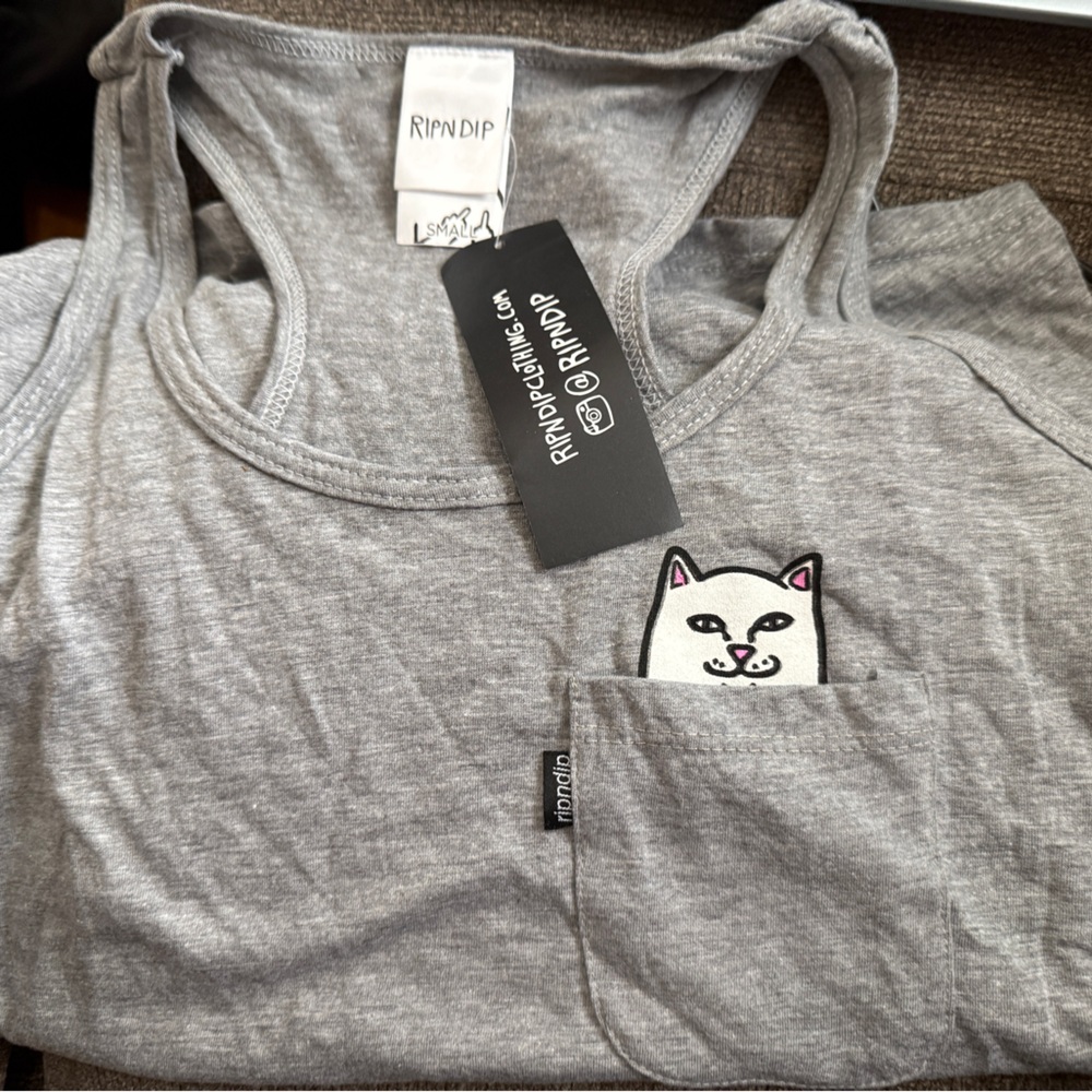 Ripndip Gray Tank Top with Cat Pocket